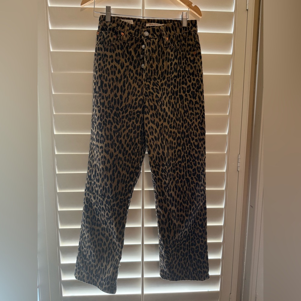 Levi's Ribcage Straight Ankle Leopard Print Corduroy Jeans